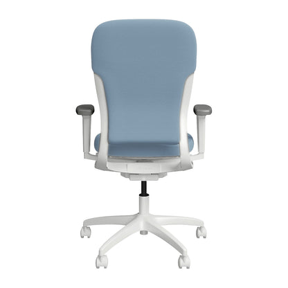 MOTION office chair, upholstered backrest, white, light blue.