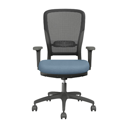 MOTION office chair, mesh backrest, dark grey, light blue.