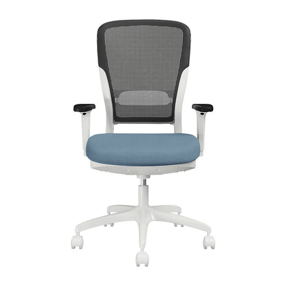MOTION office chair, mesh backrest, white, light blue.
