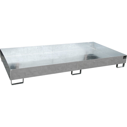 Base sump tray, 570 l sump capacity, LxWxH 2650 x 1300 x 300 mm, without grate, hot dip galvanised.