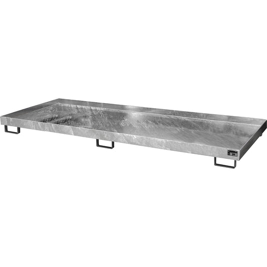 Base sump tray, 240 l sump capacity, LxWxH 3250 x 1300 x 195 mm, without grate, hot dip galvanised.