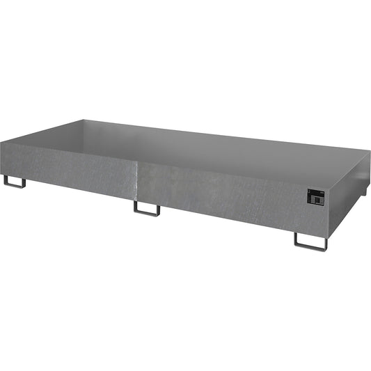 Base sump tray, 540 l sump capacity, LxWxH 3250 x 1300 x 265 mm, without grate, hot dip galvanised.