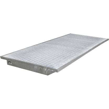 Hook-in sump tray, with zinc plated grate, LxW 3250 x 1250 mm, hot dip galvanised.