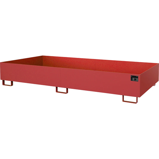 Base sump tray, 570 l sump capacity, LxWxH 2650 x 1300 x 300 mm, without grate, flame red.