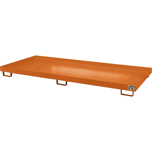 Base sump tray, 240 l sump capacity, LxWxH 3250 x 1300 x 195 mm, without grate, yellow orange.