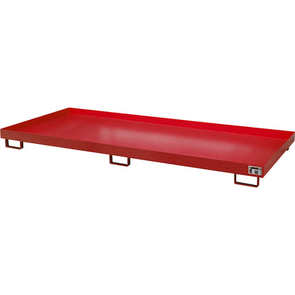 Base sump tray, 240 l sump capacity, LxWxH 3250 x 1300 x 195 mm, without grate, flame red.