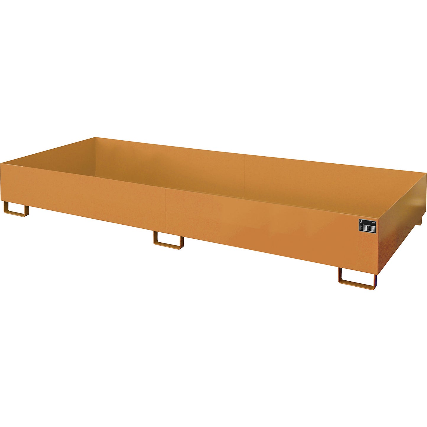 Base sump tray, 540 l sump capacity, LxWxH 3250 x 1300 x 265 mm, without grate, yellow orange.