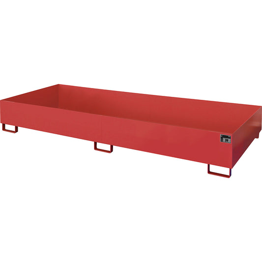 Base sump tray, 540 l sump capacity, LxWxH 3250 x 1300 x 265 mm, without grate, flame red.