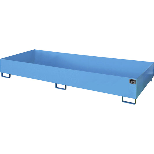 Base sump tray, 540 l sump capacity, LxWxH 3250 x 1300 x 265 mm, without grate, light blue.