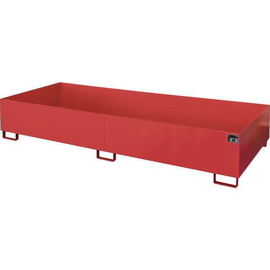 Base sump tray, 1000 l sump capacity, LxWxH 3250 x 1300 x 380 mm, without grate, flame red.
