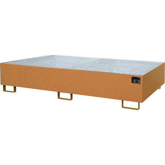 Base sump tray, 570 l sump capacity, LxWxH 2650 x 1300 x 300 mm, with grate, yellow orange.
