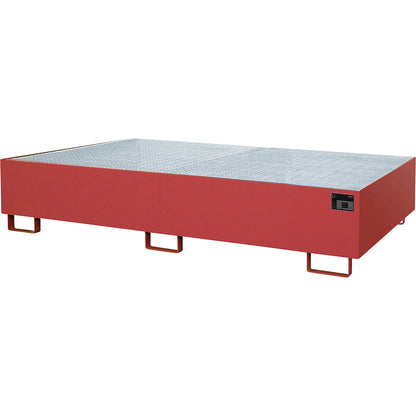 Base sump tray, 570 l sump capacity, LxWxH 2650 x 1300 x 300 mm, with grate, flame red.