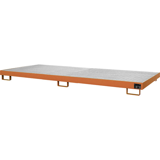 Base sump tray, 240 l sump capacity, LxWxH 3250 x 1300 x 195 mm, with grate, yellow orange.
