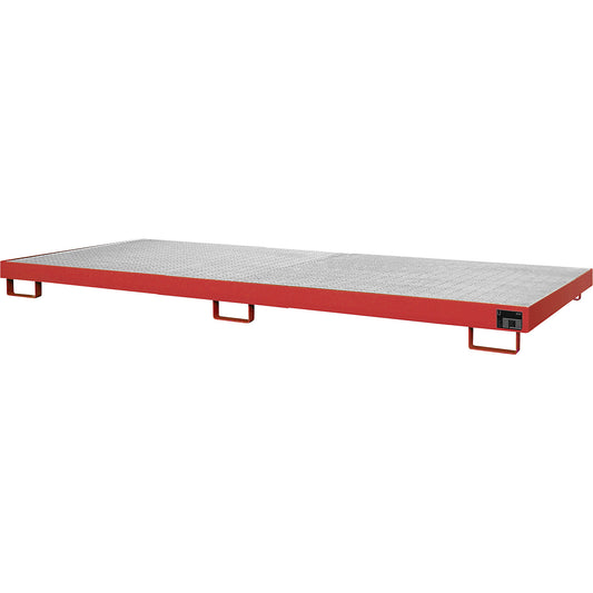 Base sump tray, 240 l sump capacity, LxWxH 3250 x 1300 x 195 mm, with grate, flame red.