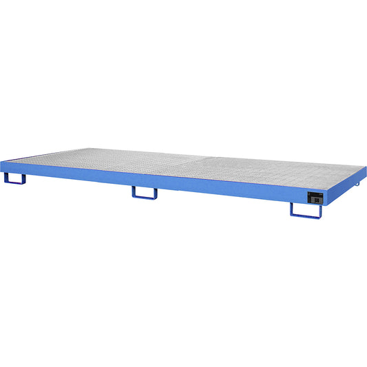Base sump tray, 240 l sump capacity, LxWxH 3250 x 1300 x 195 mm, with grate, light blue.