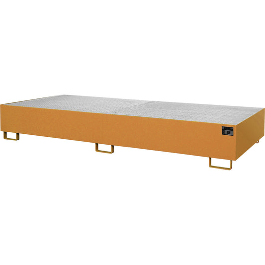 Base sump tray, 540 l sump capacity, LxWxH 3250 x 1300 x 265 mm, with grate, yellow orange.