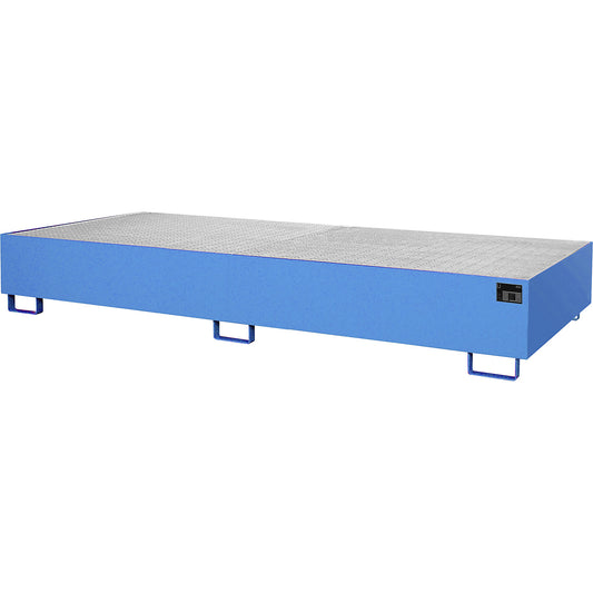 Base sump tray, 540 l sump capacity, LxWxH 3250 x 1300 x 265 mm, with grate, light blue.