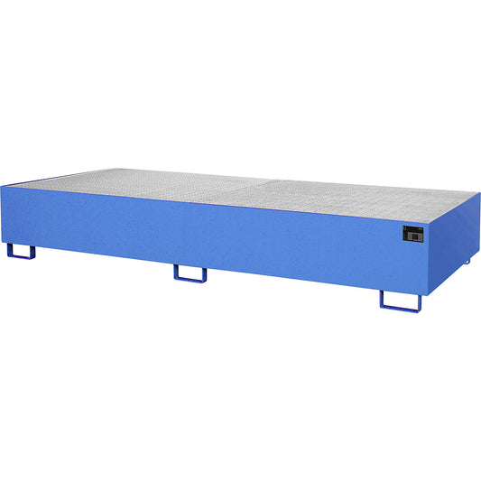 Base sump tray, 1000 l sump capacity, LxWxH 3250 x 1300 x 380 mm, with grate, light blue.