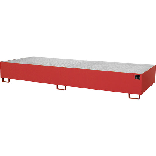 Base sump tray, 1000 l sump capacity, LxWxH 3550 x 1300 x 355 mm, with grate, flame red.