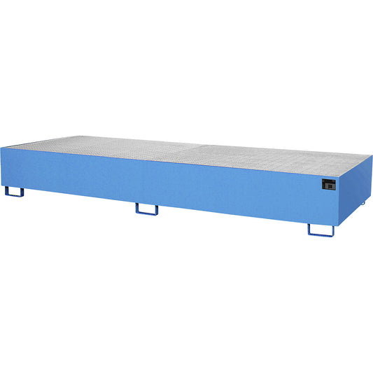 Base sump tray, 1000 l sump capacity, LxWxH 3550 x 1300 x 355 mm, with grate, light blue.