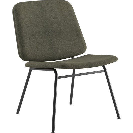 Greta lounge chair, seat height 400 mm, frame in black, dark green cover.