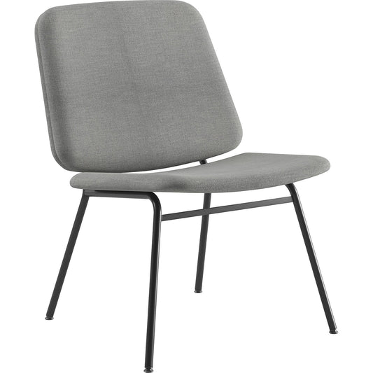 Greta lounge chair, seat height 400 mm, frame in black, light grey cover.