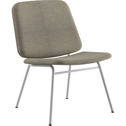 Greta lounge chair, seat height 400 mm, frame in white, beige cover.