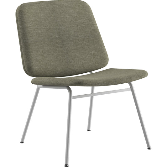Greta lounge chair, seat height 400 mm, frame in white, light green cover.