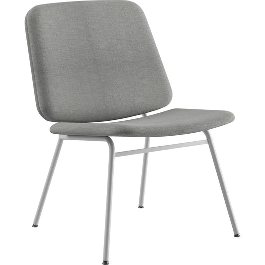 Greta lounge chair, seat height 400 mm, frame in white, light grey cover.