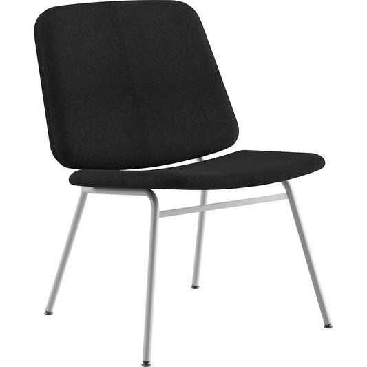 Greta lounge chair, seat height 400 mm, frame in white, black cover.