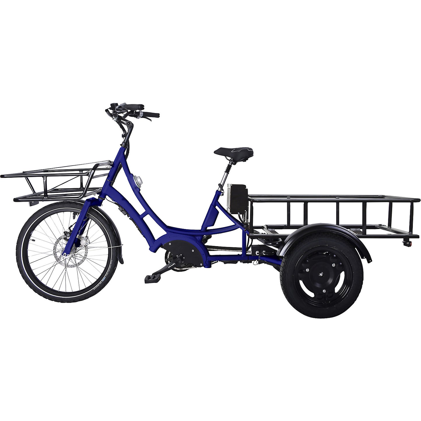 VS3E eDrive Augsburg cargo bicycle, hydraulic Magura brakes, blue.