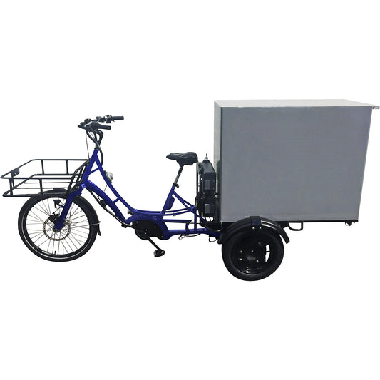 Cargo bicycle VS3E eDrive Ludwigshafen, hydraulic Magura brakes, blue.