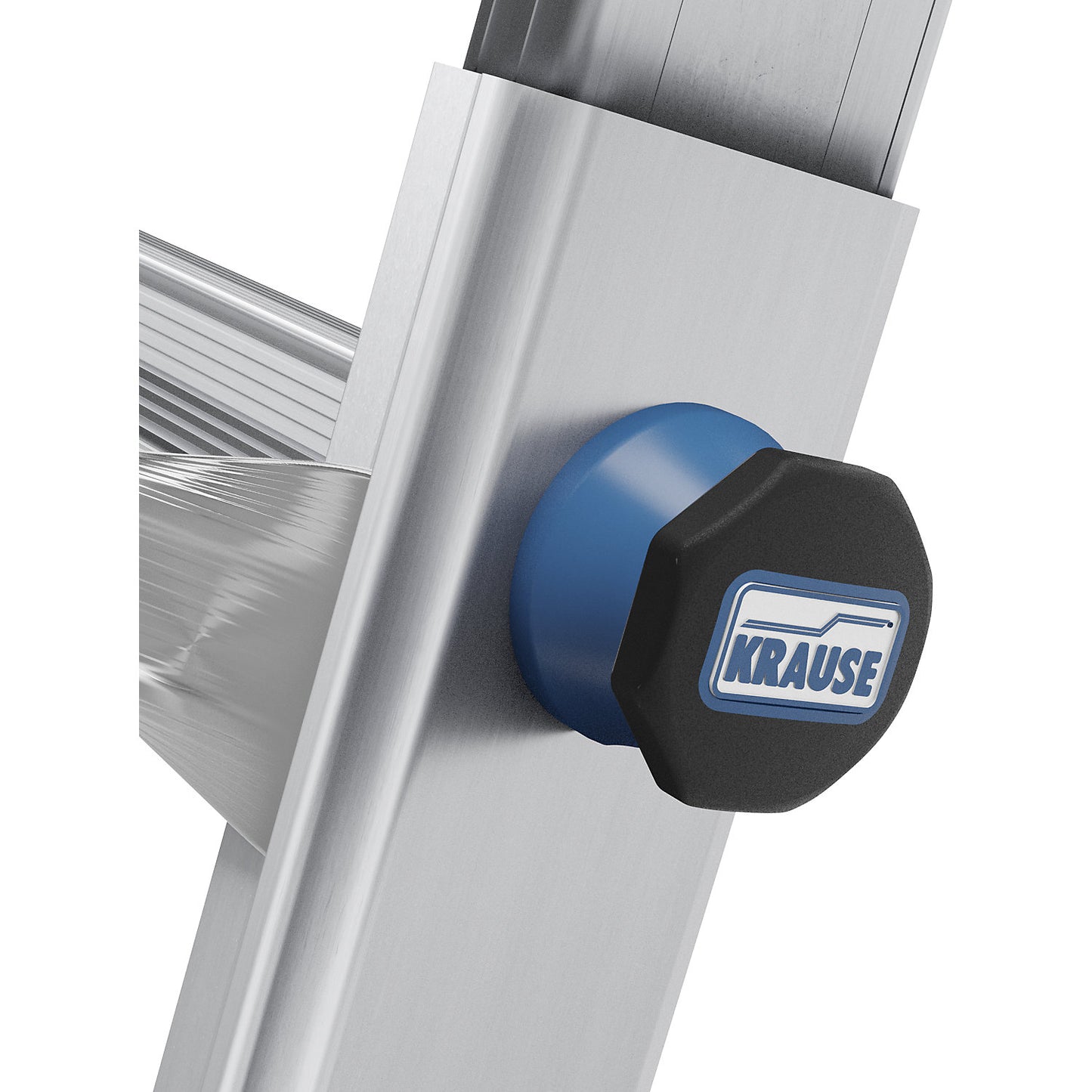 Telescopic mobile safety steps, height adjustable using ClickMatic system, with all round railing, 5 - 9 rungs.