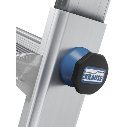 Telescopic mobile safety steps, height adjustable using ClickMatic system, with all round railing, 5 - 9 rungs.
