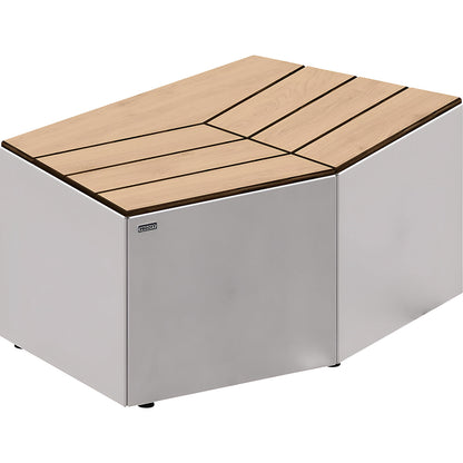 KAIRO bench seat, HxWxT 472 x 1067 x 667 mm, without back rest, light oak, silk grey RAL 7044.