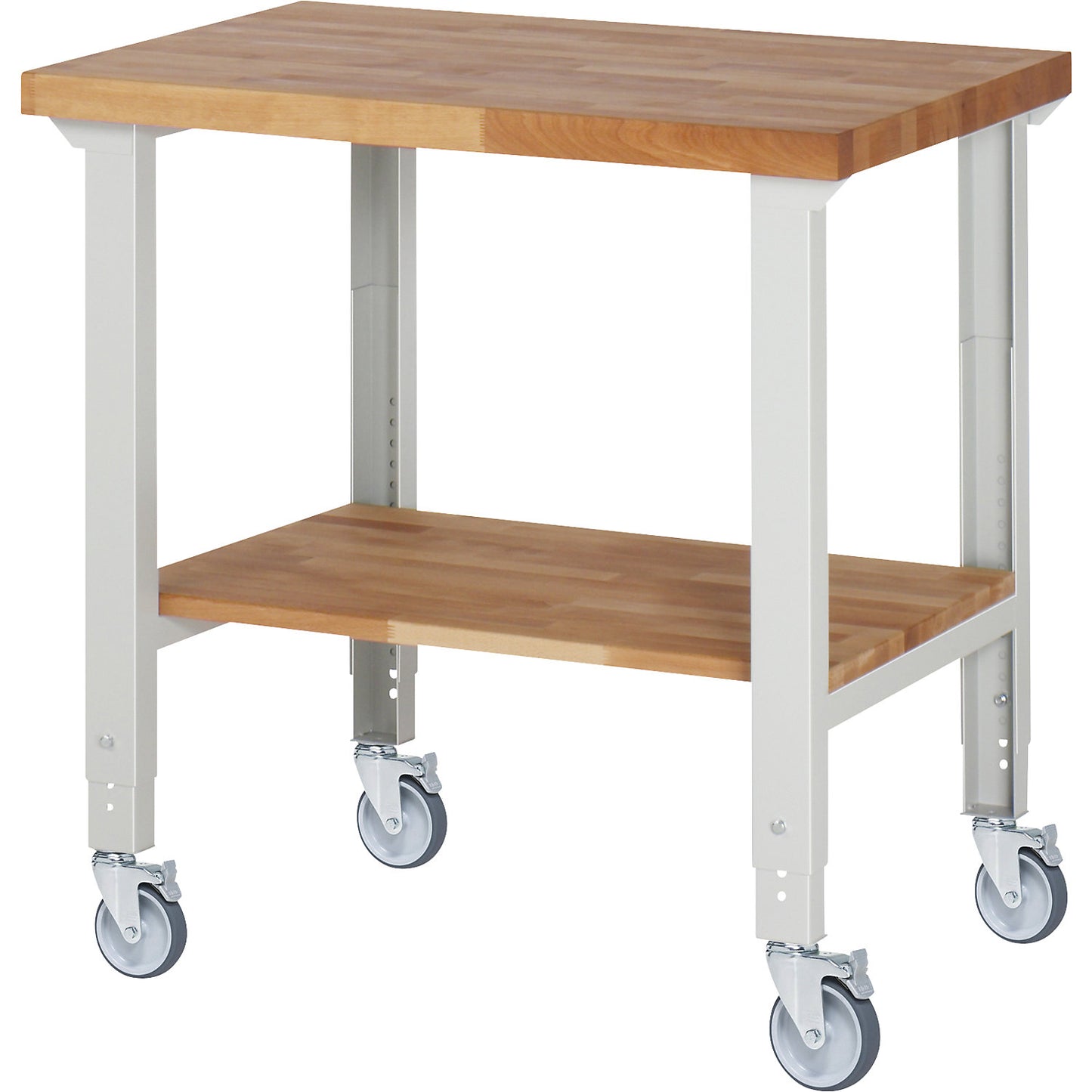 Mobile workbench series 7000, 4 swivel castors, shelf, worktop WxD 1000 x 700 mm.