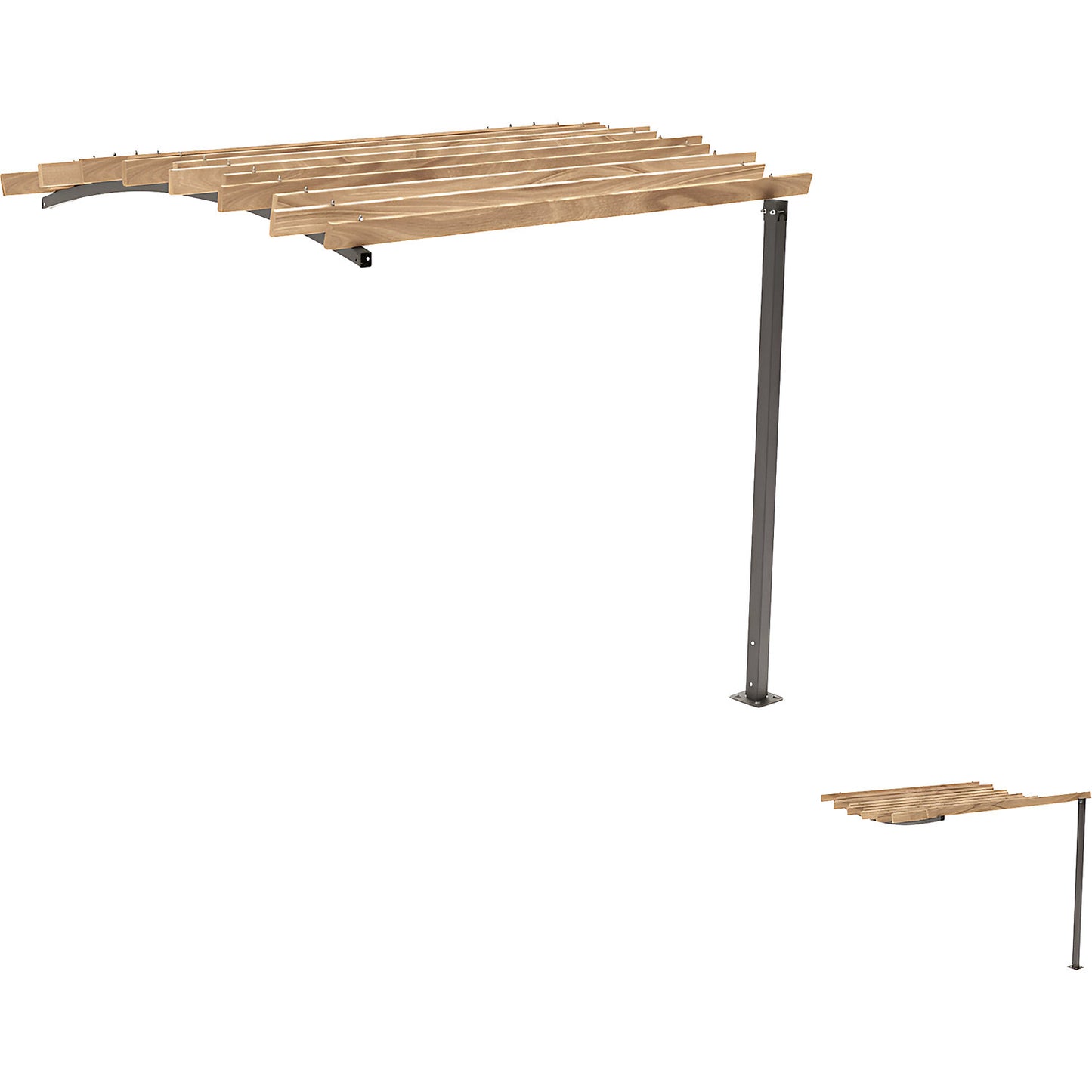 OZEAN pergola, extension unit for increasing depth, 1 leg, HxW 2910 x 3020 mm, charcoal.
