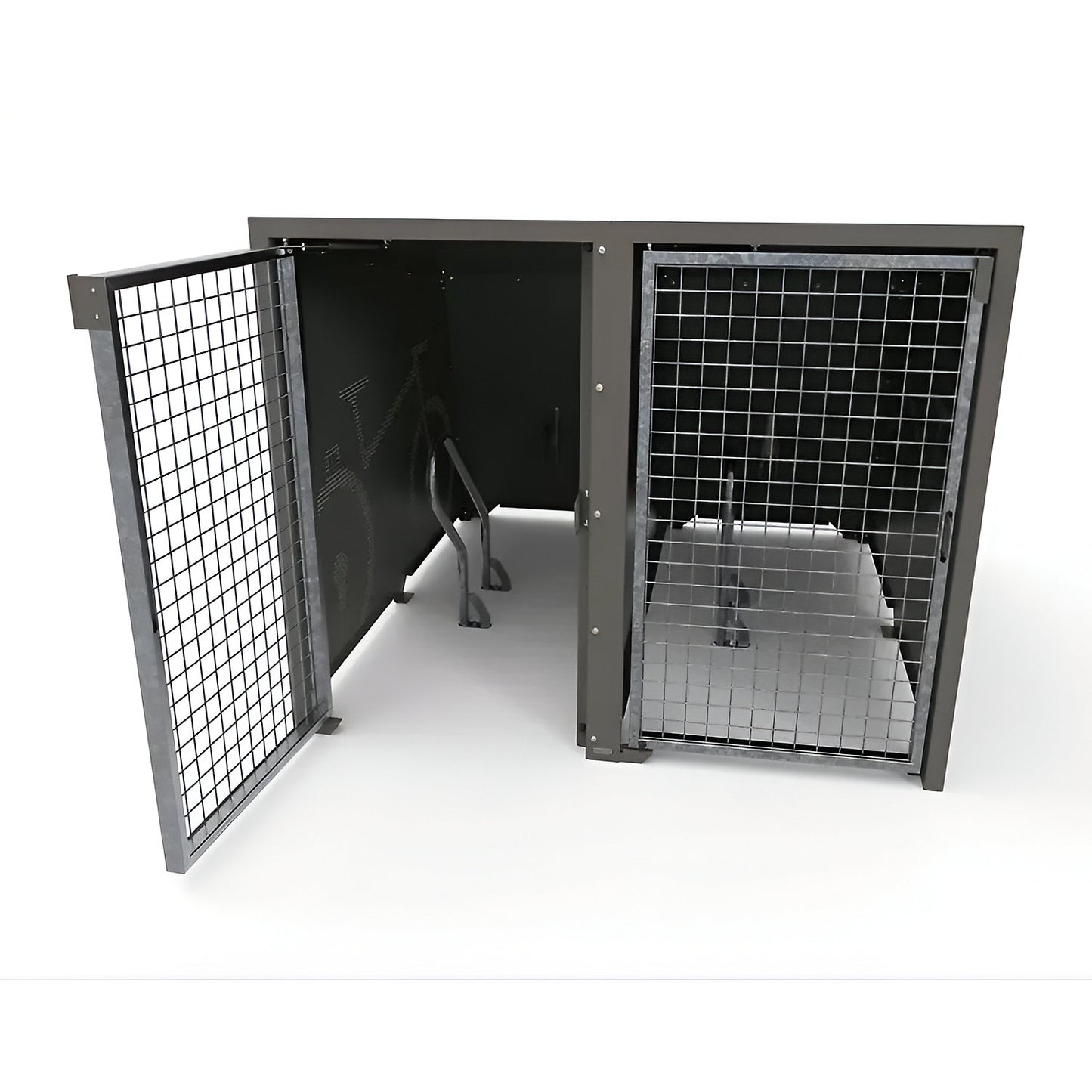 Berlin bicycle locker, extension module, 2 parking spots, charcoal, doors with paint finish.