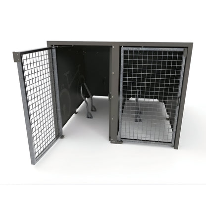 Berlin bicycle locker, standard module, 2 parking spots, charcoal, doors with paint finish.