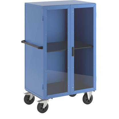 Cupboard trolley, hinged doors made of Makrolon®, with 1 shelf.