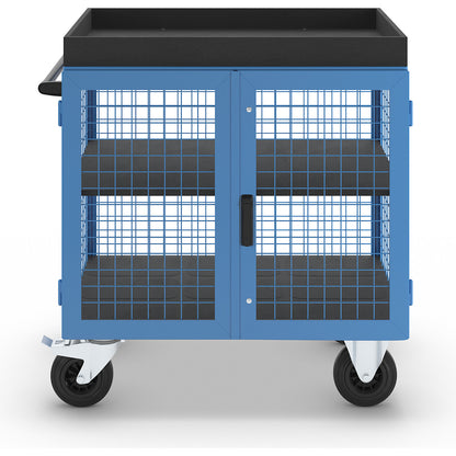 KOMPAKT cupboard trolley, front and sides made of steel mesh, with 1 shelf.