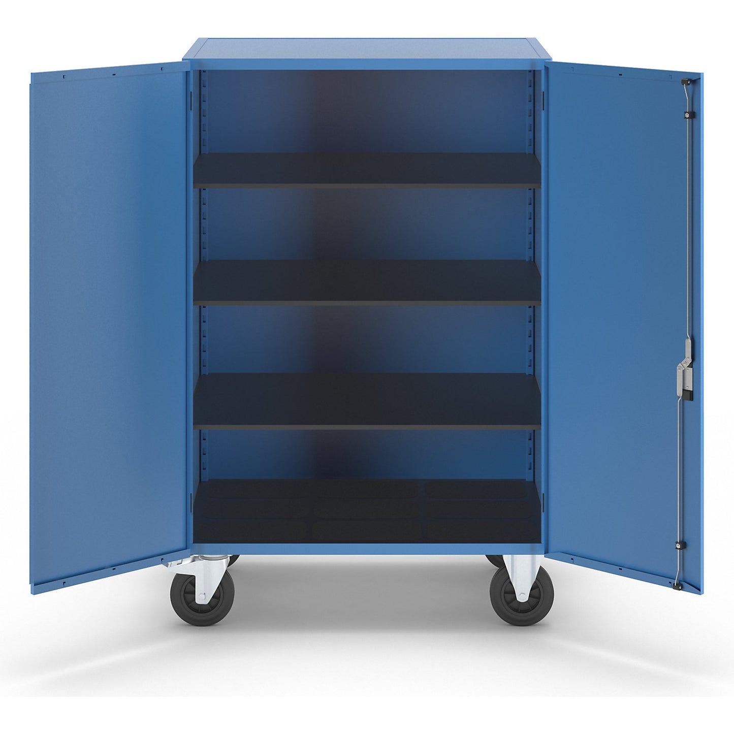 Cupboard trolley, with double doors, lockable, with 3 shelves.
