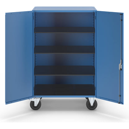 Cupboard trolley, with double doors, lockable, with 3 shelves.