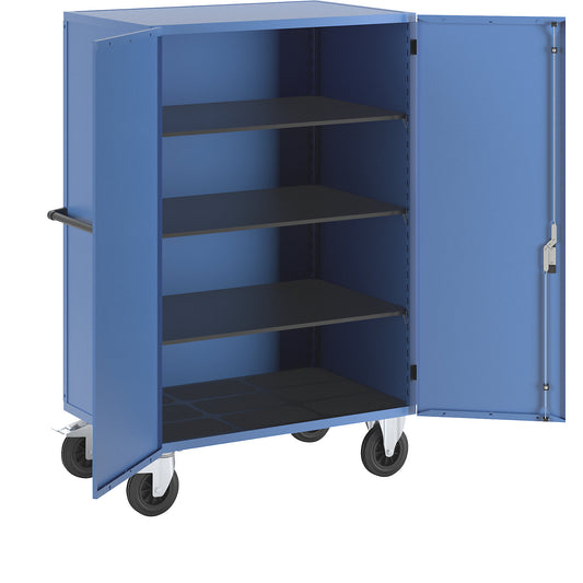 Cupboard trolley, with double doors, lockable, with 3 shelves.
