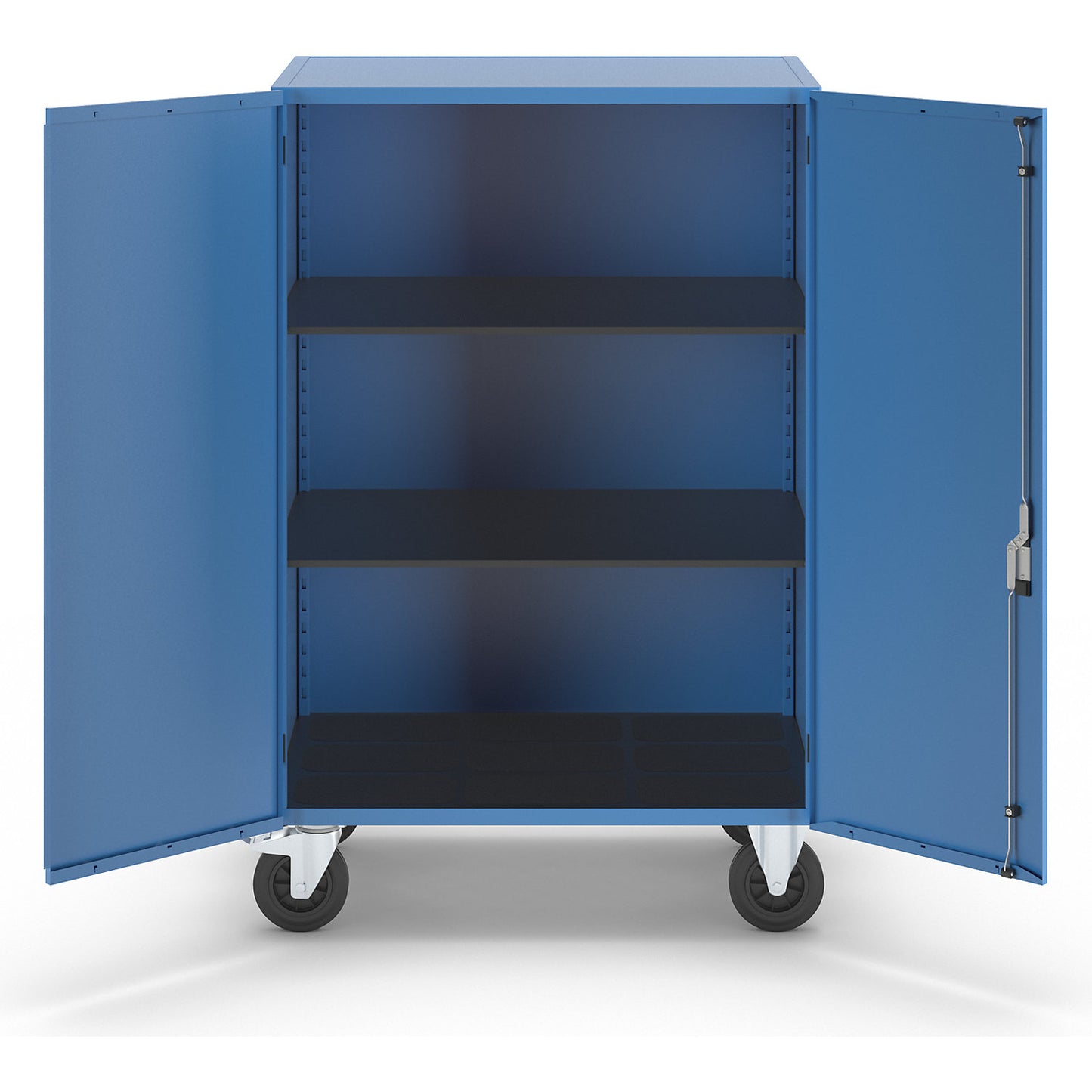 Cupboard trolley, with double doors, lockable, with 2 shelves.