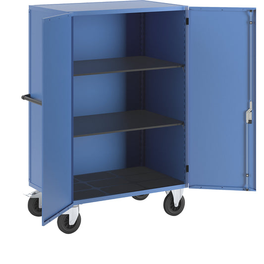 Cupboard trolley, with double doors, lockable, with 2 shelves.