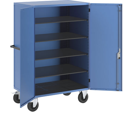 Cupboard trolley, with double doors, lockable, with 4 shelves.