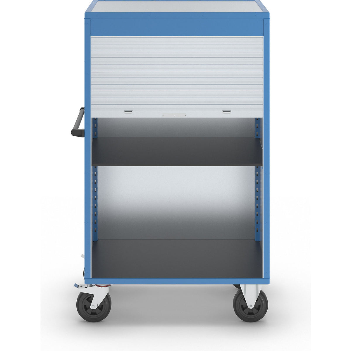 Cupboard trolley, roller shutter made of aluminium, with 1 shelf.