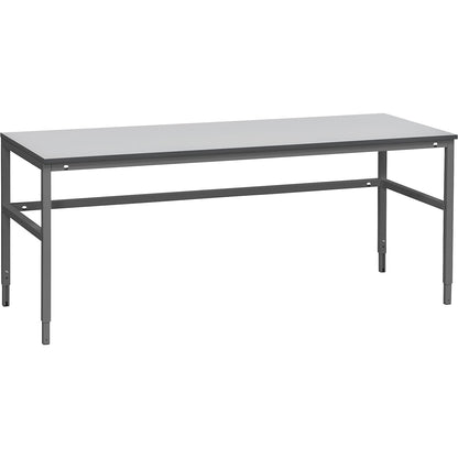 Embla work table, grey laminate, WxD 2000 x 800 mm, height 700 - 950 mm.