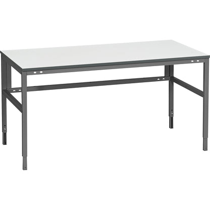 Embla work table, grey laminate, WxD 1200 x 800 mm, height 700 - 950 mm.